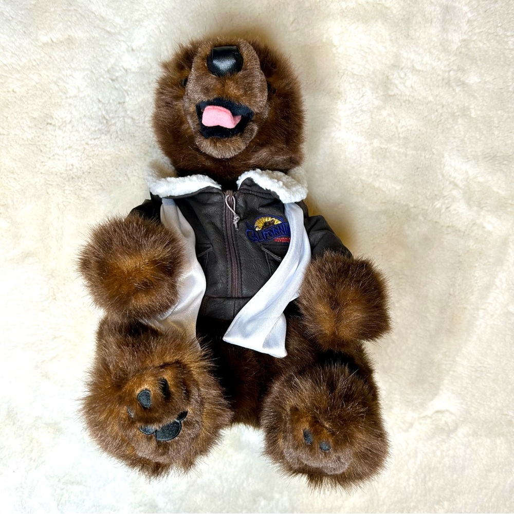 Disney Parks California Adventure Bomber Pilot Bear Plush Stuffed Animal